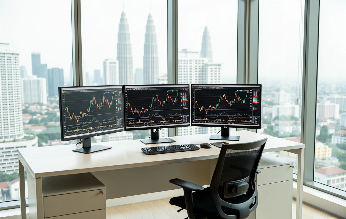 Ruang kerja analisis kewangan di Kuala Lumpur